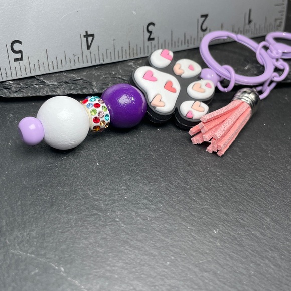 Purple and Pink Heart Paw Keychain - Picture 5 of 5